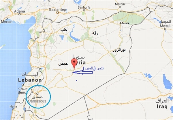 نقشه سوریه - پالمیرا - تدمر - دمشق