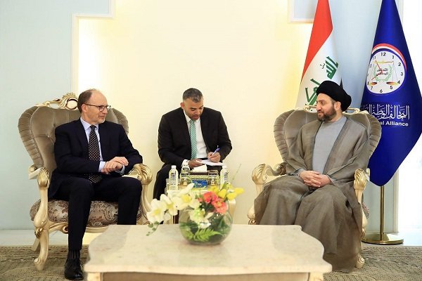 عمار حکیم رییس حزب حکمت ملی در دیدار با سفیر آمریکا در عراق