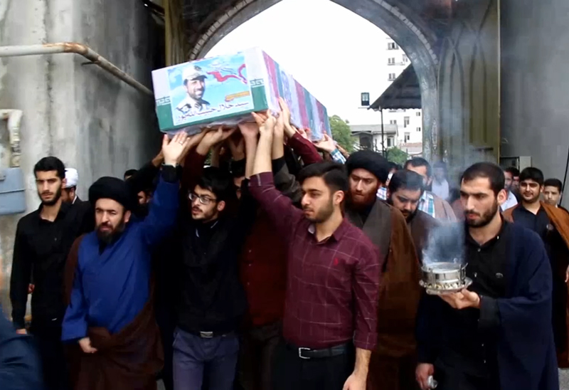 تشییع پیکر شهید مدافع حرم در مدرسه علمیه امام صادق(ع) محمود آباد
